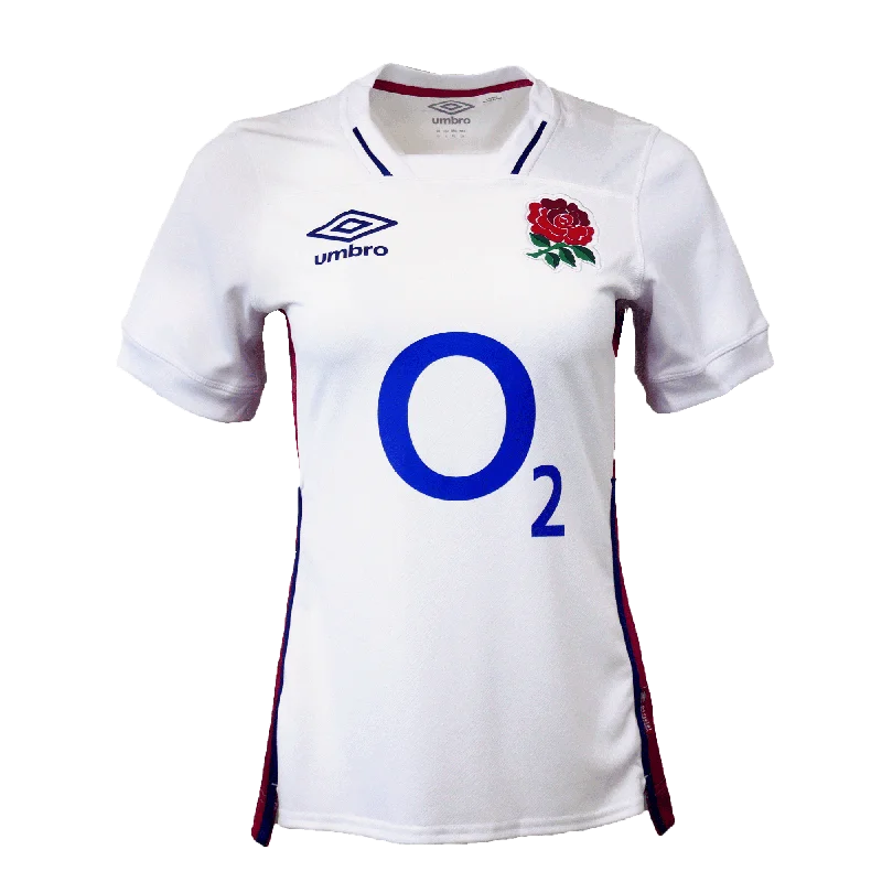 V - neck women's jersey for a more flattering lookEngland RFU Women's Home Jersey 21/22 by Umbro V - neck women's jersey for a more flattering lookEngland RFU Women's Home Jersey 21/22 by Umbro