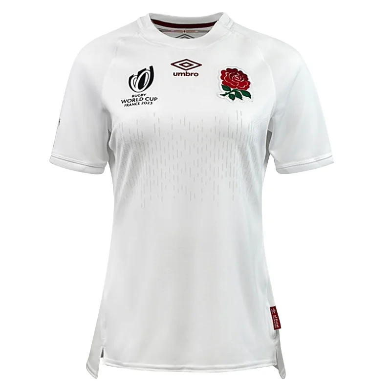 V - neck women's jersey for a more flattering lookEngland RFU RWC 23 Women's Home Jersey by Umbro V - neck women's jersey for a more flattering lookEngland RFU RWC 23 Women's Home Jersey by Umbro