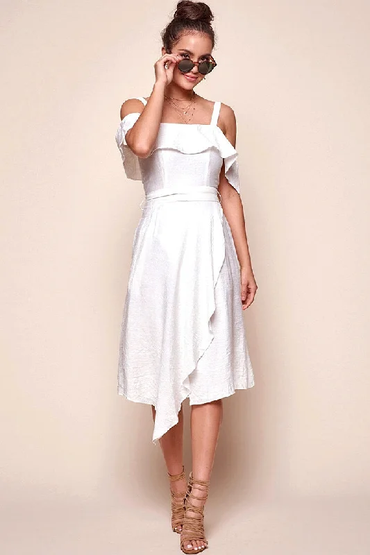Backless Women Dress for a Sexy and Alluring Look at Evening EventsAdali Flowy Summer Midi Dress White Backless Women Dress for a Sexy and Alluring Look at Evening EventsAdali Flowy Summer Midi Dress White