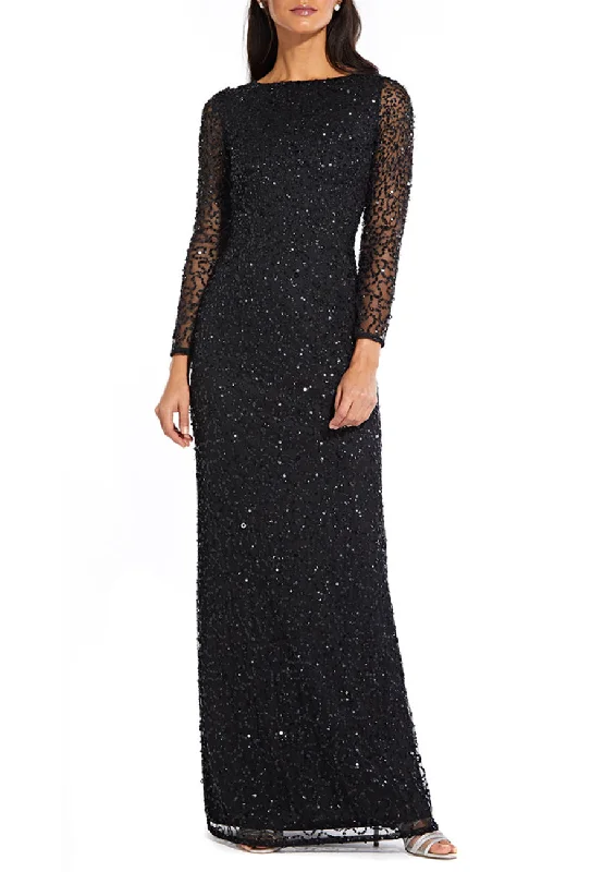 Ruffled Women Dress with Multiple Layers for a Playful and Girly StyleBlack Allover Sequins Long Sleeves Gown