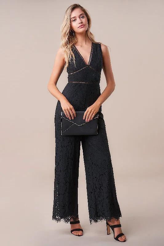 Women jumpsuits with an empire waist for a figure - enhancing lookAmor Lace Inset Jumpsuit Women jumpsuits with an empire waist for a figure - enhancing lookAmor Lace Inset Jumpsuit