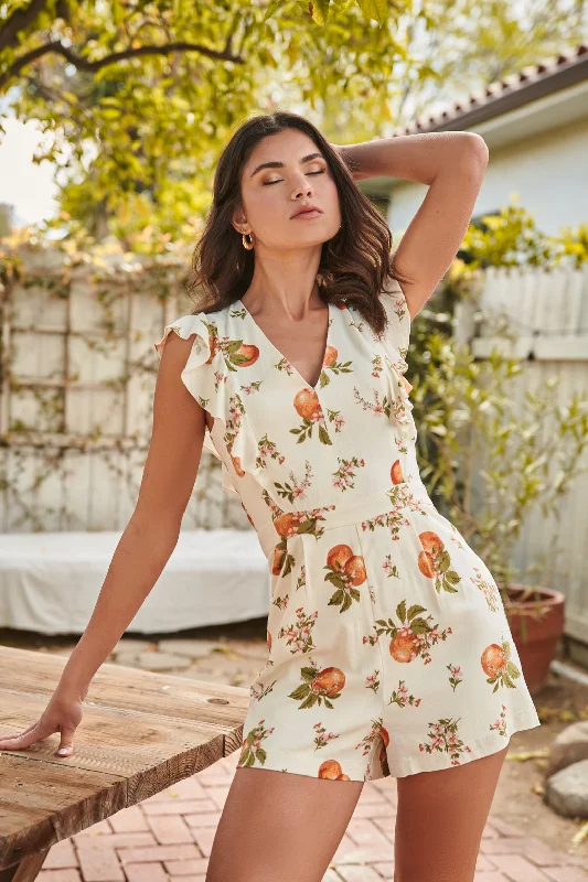 Women jumpsuits with ribbed textures for a unique and textured appearanceArancia Ruffle Shoulder Romper Women jumpsuits with ribbed textures for a unique and textured appearanceArancia Ruffle Shoulder Romper