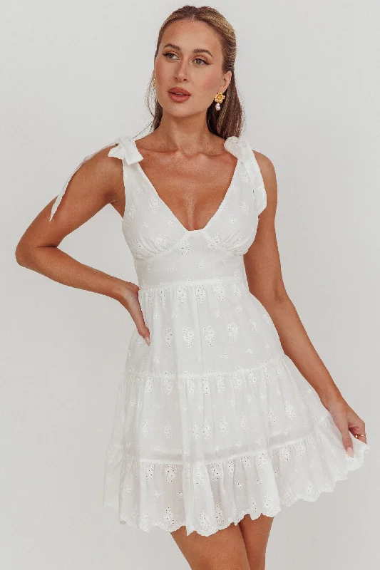 Little Black Women Dress with Sequins for a Glamorous Night OutArdent Tied Shoulder Mini Dress White Little Black Women Dress with Sequins for a Glamorous Night OutArdent Tied Shoulder Mini Dress White