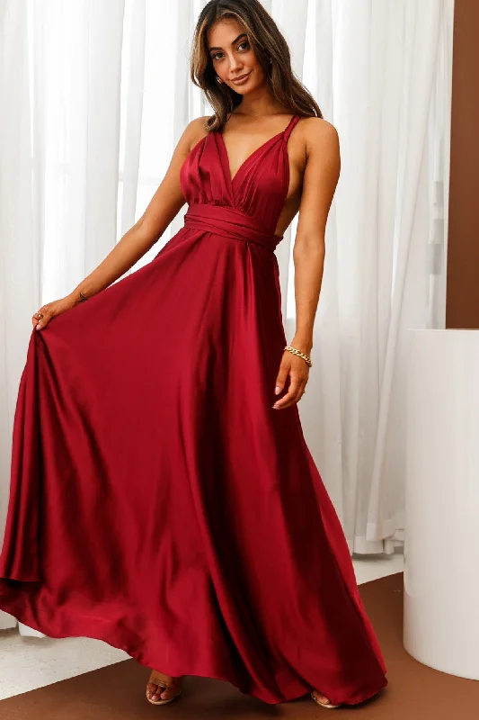Ball Gown Women Dress with a Full Skirt for a Princess - like LookAriana Multiway Maxi Dress Wine Ball Gown Women Dress with a Full Skirt for a Princess - like LookAriana Multiway Maxi Dress Wine
