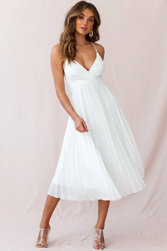 Shift Women Dress with a Simple and Classic Design for Everyday WearArtemis Accordion Pleat Strappy Back Midi Dress White Shift Women Dress with a Simple and Classic Design for Everyday WearArtemis Accordion Pleat Strappy Back Midi Dress White