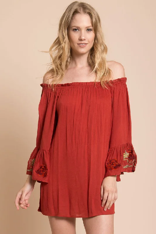 Maxi Women Dress with Floral Print for a Bohemian VibeAubree Loose Dress Rust