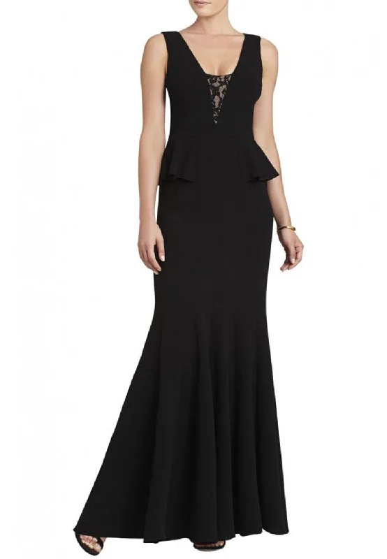 Backless Women Dress for a Sexy and Alluring Look at Evening EventsBlack Silvia Peplum Lace Insert Gown Backless Women Dress for a Sexy and Alluring Look at Evening EventsBlack Silvia Peplum Lace Insert Gown
