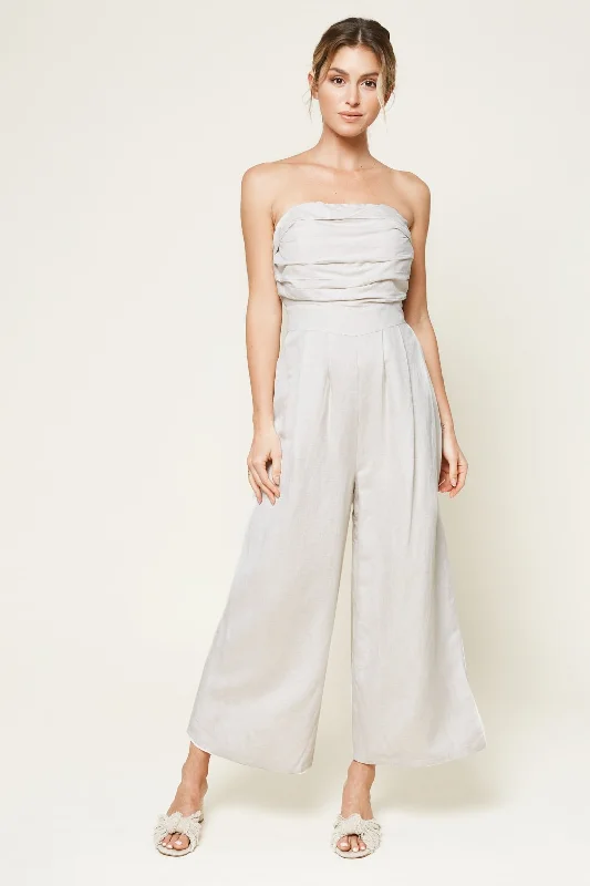 Women jumpsuits with fringe accents for a bohemian and fun - loving styleBrier Drive Strapless Wide Leg Jumpsuit Women jumpsuits with fringe accents for a bohemian and fun - loving styleBrier Drive Strapless Wide Leg Jumpsuit