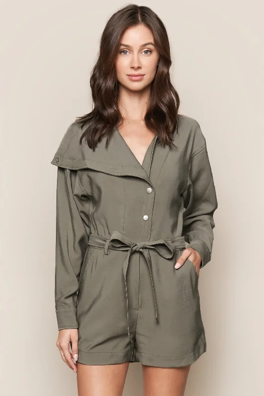 Women jumpsuits with a V - neck for a flattering and elongating effectCadet Kelly Utility Romper Women jumpsuits with a V - neck for a flattering and elongating effectCadet Kelly Utility Romper