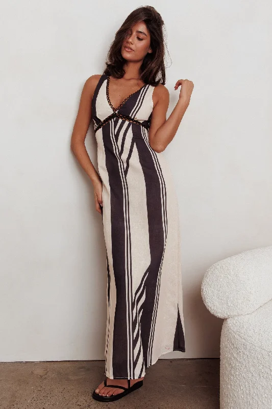 Mini Women Dress with a Short Hem for a Young and Trendy StyleCambria Sleeveless Striped Maxi Dress Black Mini Women Dress with a Short Hem for a Young and Trendy StyleCambria Sleeveless Striped Maxi Dress Black