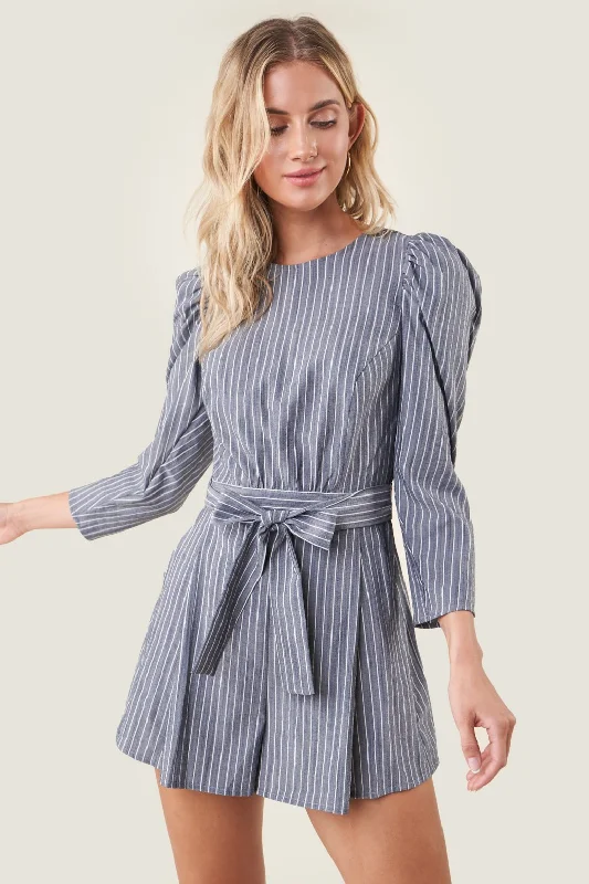 Women jumpsuits with a button - down front for a versatile and casual styleCharlie Striped Open Back Romper Women jumpsuits with a button - down front for a versatile and casual styleCharlie Striped Open Back Romper