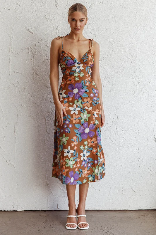 Mini Women Dress with a Short Hem for a Young and Trendy StyleClovelly Tied Shoulder Midi Dress Flower Terracotta Mini Women Dress with a Short Hem for a Young and Trendy StyleClovelly Tied Shoulder Midi Dress Flower Terracotta