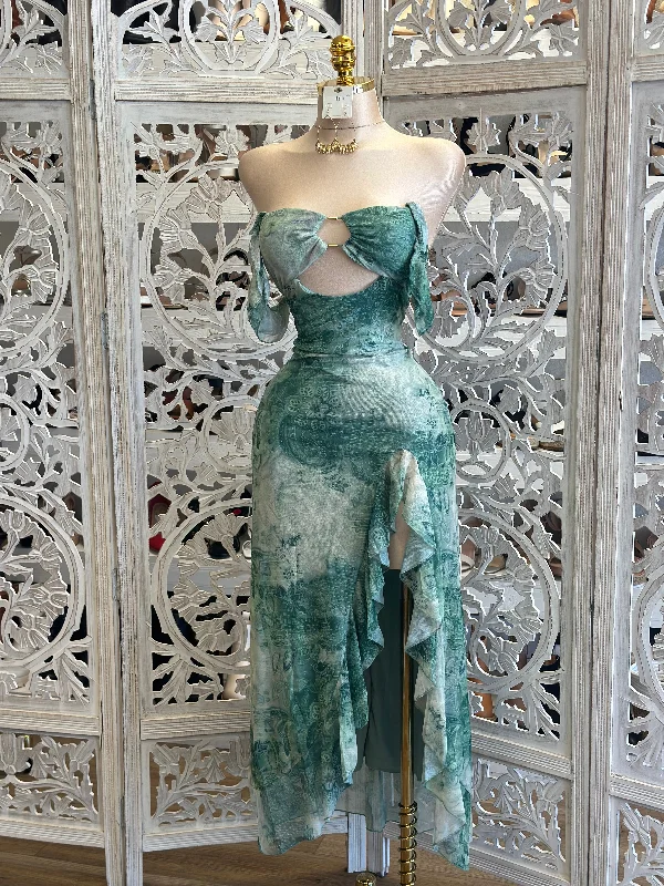 Sleeveless Women Dress in Bright Colors for Summer PartiesTie Dye Keyhole Cutout Midi Dress- Stretchy, Estira Sleeveless Women Dress in Bright Colors for Summer PartiesTie Dye Keyhole Cutout Midi Dress- Stretchy, Estira