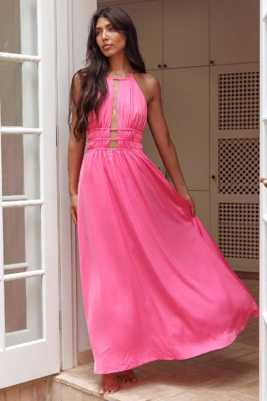 Sheath Women Dress with a Tailored Fit for a Professional LookCyndi Open Back Halterneck Maxi Dress Hot Pink Sheath Women Dress with a Tailored Fit for a Professional LookCyndi Open Back Halterneck Maxi Dress Hot Pink