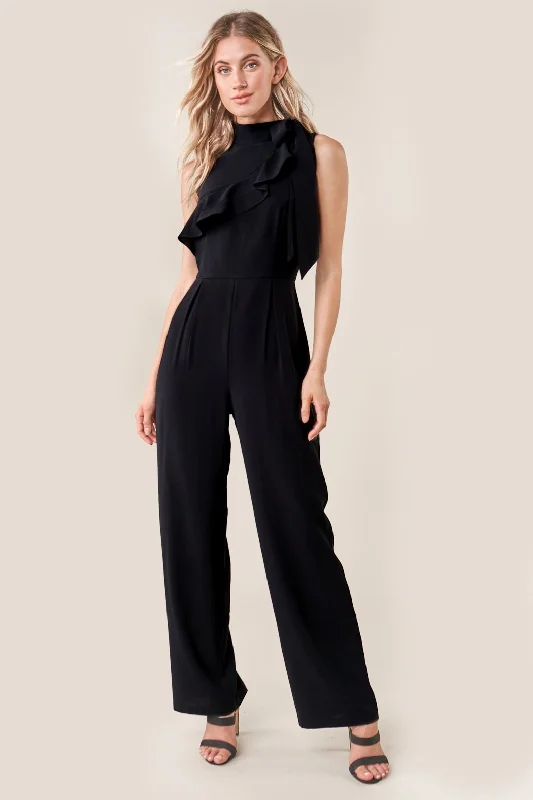 Floral print women jumpsuits for spring garden partiesDaring Demi Neck Tie Jumpsuit