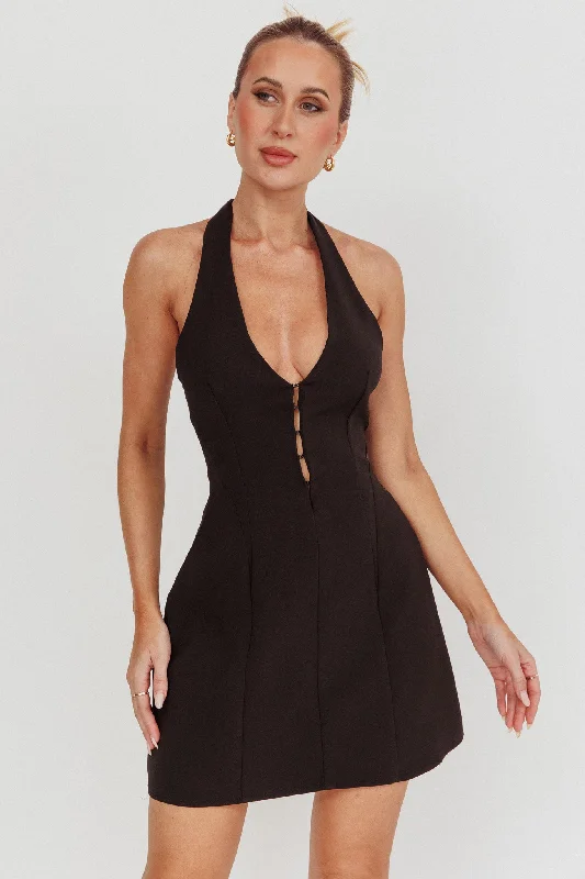 Strapless Women Dress with a Built - in Bra for Comfort and SupportElisabet Halter Neck Mini Dress Black Strapless Women Dress with a Built - in Bra for Comfort and SupportElisabet Halter Neck Mini Dress Black