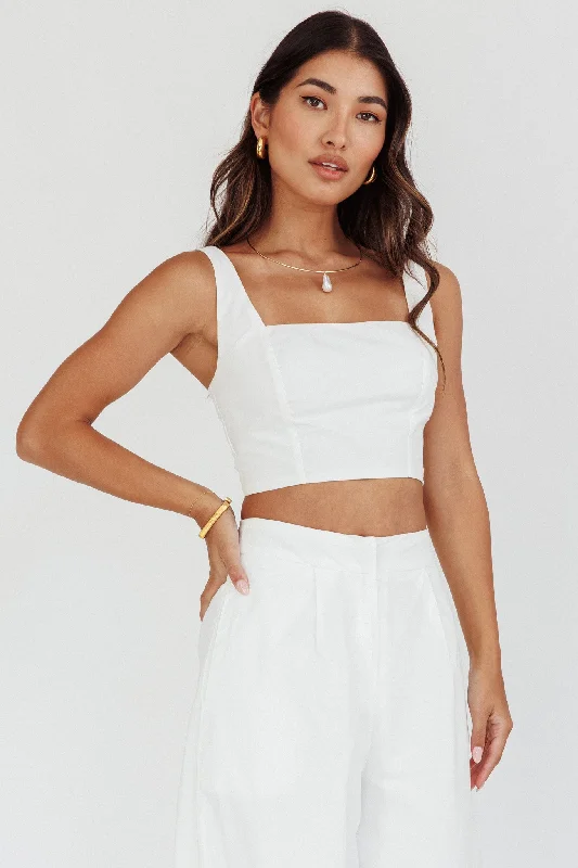 Backless Women Dress for a Sexy and Alluring Look at Evening EventsEmpire Shirred Back Crop Top White