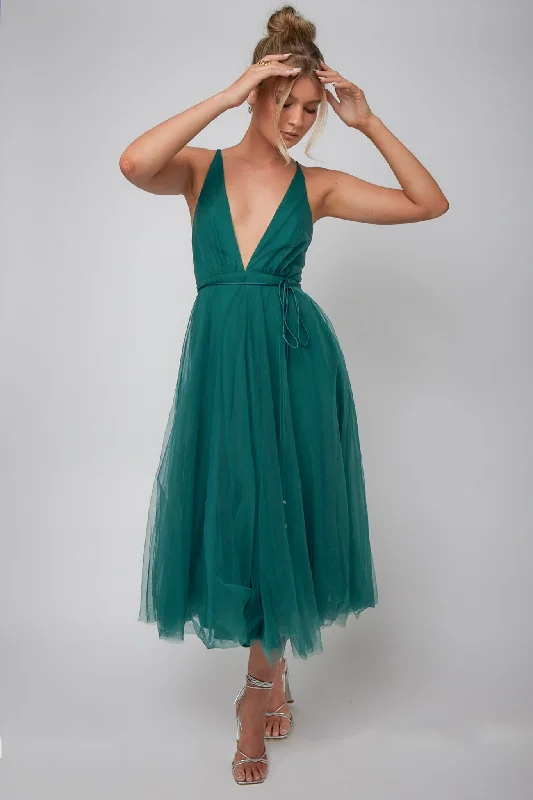 Little Black Women Dress with Sequins for a Glamorous Night OutFloating By Plunging Neckline Mesh Overlay Midi Dress Forest Green Little Black Women Dress with Sequins for a Glamorous Night OutFloating By Plunging Neckline Mesh Overlay Midi Dress Forest Green