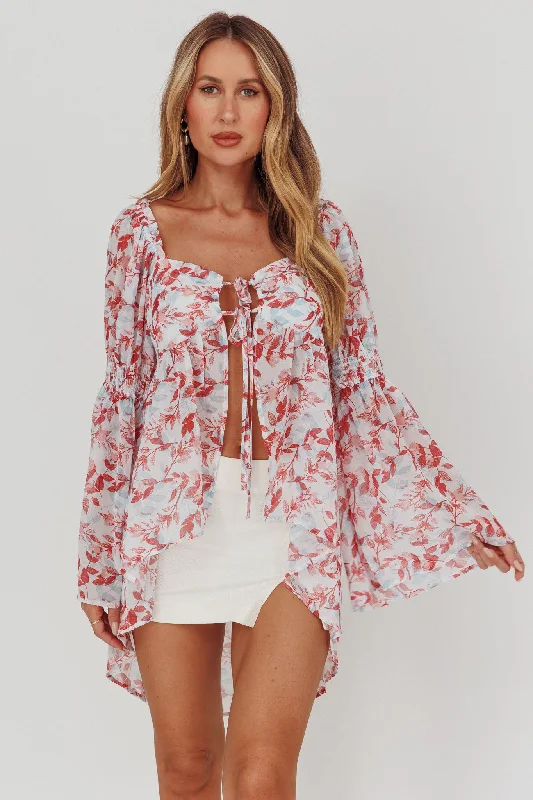 Lace - Embellished Women Dress for an Elegant and Sophisticated AppearanceGanyah Tie Front Blouse Print Brick Lace - Embellished Women Dress for an Elegant and Sophisticated AppearanceGanyah Tie Front Blouse Print Brick