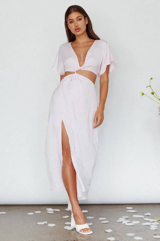 Mermaid - Style Women Dress with a Fitted Silhouette for Special OccasionsGetaway Cut-Out Waist Midi Dress Pink Mermaid - Style Women Dress with a Fitted Silhouette for Special OccasionsGetaway Cut-Out Waist Midi Dress Pink