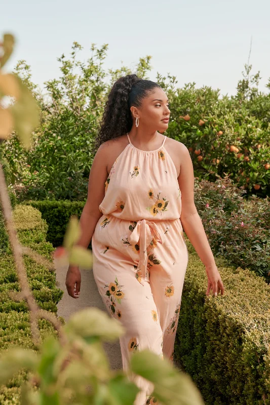 Women jumpsuits with high - low hems for a modern and fashion - forward styleGirasol Floral Lighthearted Trapeze Jumpsuit Curve Women jumpsuits with high - low hems for a modern and fashion - forward styleGirasol Floral Lighthearted Trapeze Jumpsuit Curve