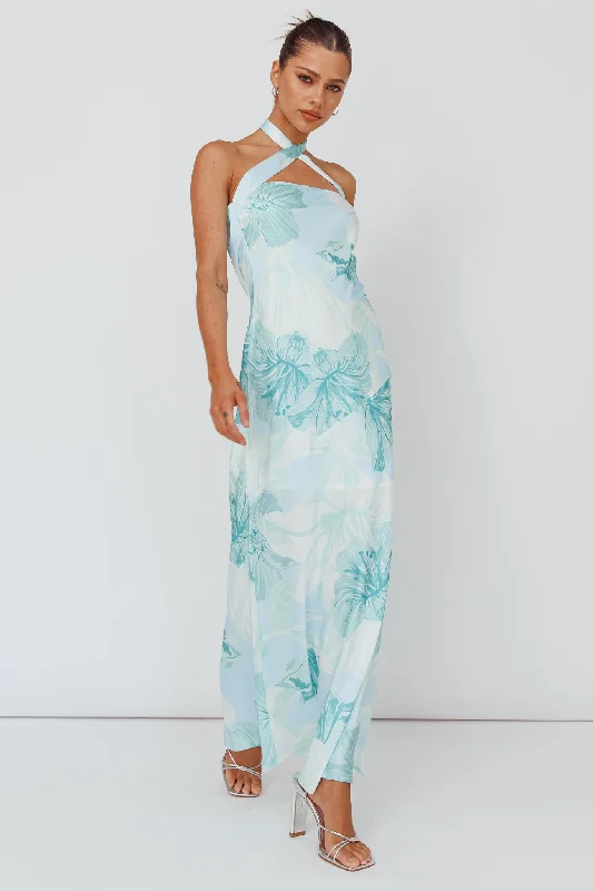 Mermaid - Style Women Dress with a Fitted Silhouette for Special OccasionsJacquelynne Halter Cowl Back Maxi Dress Mint Mermaid - Style Women Dress with a Fitted Silhouette for Special OccasionsJacquelynne Halter Cowl Back Maxi Dress Mint