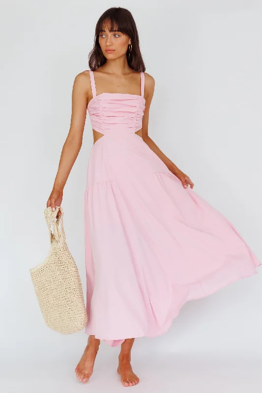 Strapless Women Dress with a Built - in Bra for Comfort and SupportKassi Gathered Bodice Maxi Dress Blush Strapless Women Dress with a Built - in Bra for Comfort and SupportKassi Gathered Bodice Maxi Dress Blush