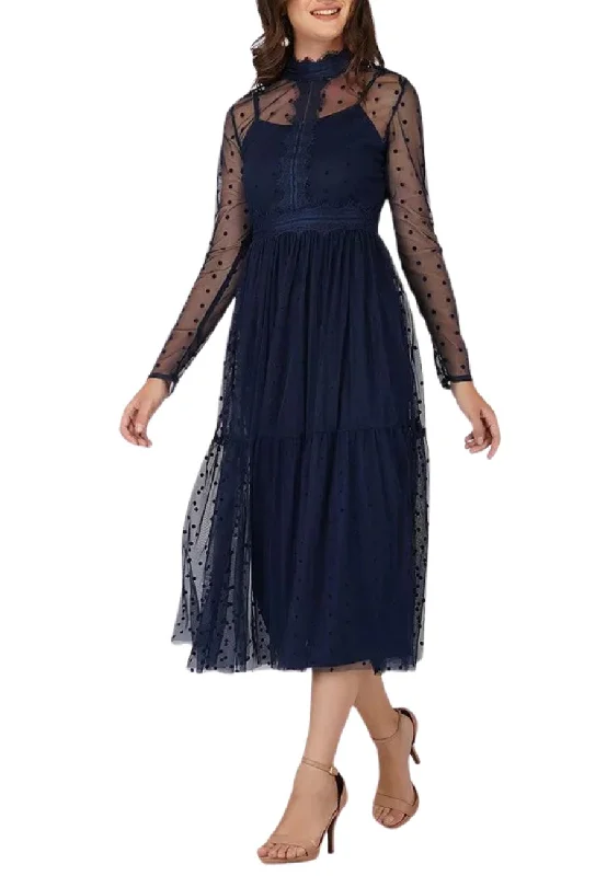 Wrap - Style Women Dress with Adjustable Fit for All Body TypesNavy Roman Lola Polka Dot Midi Dress Wrap - Style Women Dress with Adjustable Fit for All Body TypesNavy Roman Lola Polka Dot Midi Dress