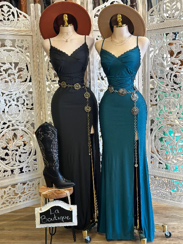 Lace - Embellished Women Dress for an Elegant and Sophisticated AppearanceLace Lined Tie Up Gown- Stretchy,Estira Lace - Embellished Women Dress for an Elegant and Sophisticated AppearanceLace Lined Tie Up Gown- Stretchy,Estira