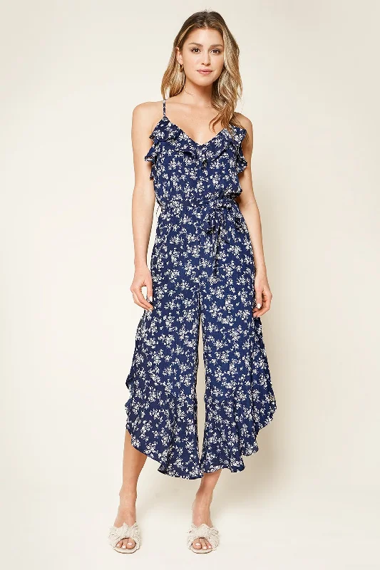 Women jumpsuits with high - low hems for a modern and fashion - forward styleLea Floral Print Ruffled Jumpsuit Women jumpsuits with high - low hems for a modern and fashion - forward styleLea Floral Print Ruffled Jumpsuit