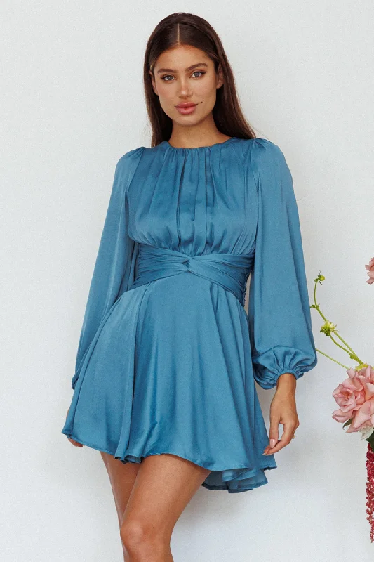Sheath Women Dress with a Tailored Fit for a Professional LookLeia Long Sleeve Waist Tie Mini Dress Teal Sheath Women Dress with a Tailored Fit for a Professional LookLeia Long Sleeve Waist Tie Mini Dress Teal