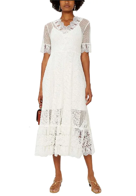 Halter Neck Women Dress to Show Off the Shoulders and NecklineWhite Revanti Lace Midi Dress Halter Neck Women Dress to Show Off the Shoulders and NecklineWhite Revanti Lace Midi Dress