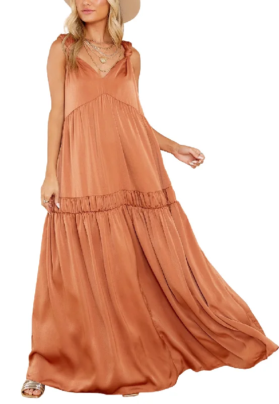 Ruffled Women Dress with Multiple Layers for a Playful and Girly StyleRose Gold The Way She Moves Maternity Dress Ruffled Women Dress with Multiple Layers for a Playful and Girly StyleRose Gold The Way She Moves Maternity Dress