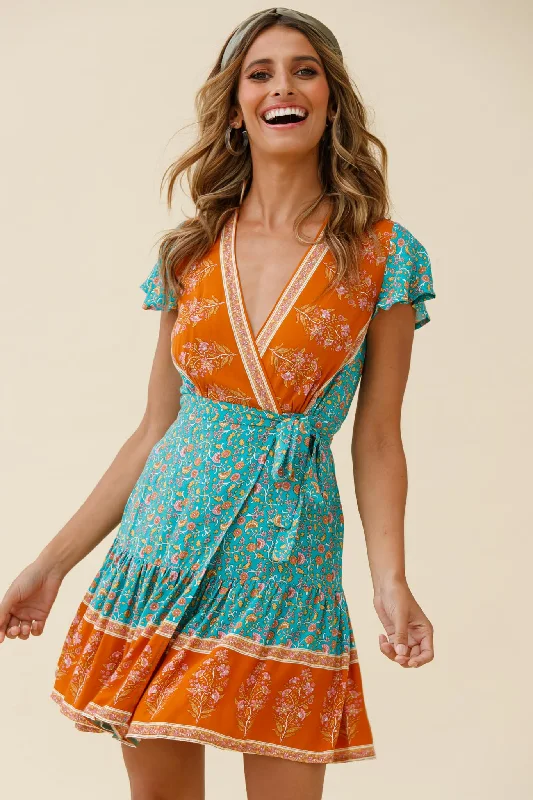 Backless Women Dress for a Sexy and Alluring Look at Evening EventsMayan Angel Sleeve Waist Tie Wrap Dress Floral Print Jade Backless Women Dress for a Sexy and Alluring Look at Evening EventsMayan Angel Sleeve Waist Tie Wrap Dress Floral Print Jade