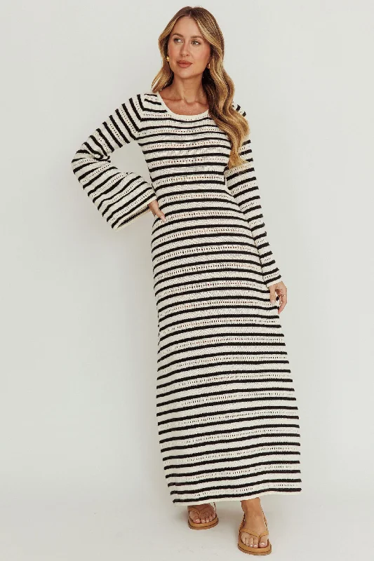 Lace - Embellished Women Dress for an Elegant and Sophisticated AppearanceMeredith Long Sleeve Cut-Out Maxi Dress Cream Black Lace - Embellished Women Dress for an Elegant and Sophisticated AppearanceMeredith Long Sleeve Cut-Out Maxi Dress Cream Black