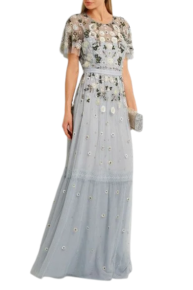 Sleeveless Women Dress in Bright Colors for Summer PartiesBlue Floral Sequins Embellished Gown (UK 8) Sleeveless Women Dress in Bright Colors for Summer PartiesBlue Floral Sequins Embellished Gown (UK 8)