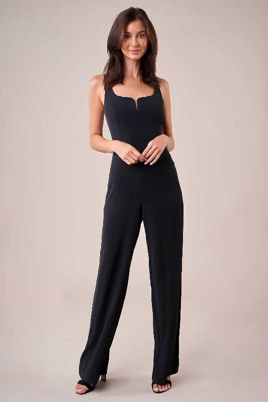 Women jumpsuits with side slits on the pants for a touch of allurePin Up Notch Square Neck Jumpsuit Women jumpsuits with side slits on the pants for a touch of allurePin Up Notch Square Neck Jumpsuit