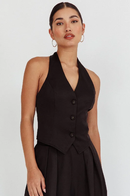 Little Black Women Dress with Sequins for a Glamorous Night OutTammi Halter Vest Top Black Little Black Women Dress with Sequins for a Glamorous Night OutTammi Halter Vest Top Black