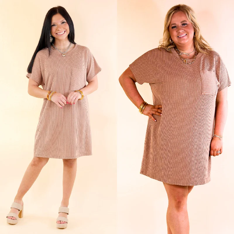 Halter Neck Women Dress to Show Off the Shoulders and Neckline Halter Neck Women Dress to Show Off the Shoulders and Neckline Coffee and Carefree Ribbed Short Sleeve Dress with Front Pocket in Acorn Brown Halter Neck Women Dress to Show Off the Shoulders and Neckline Halter Neck Women Dress to Show Off the Shoulders and Neckline Coffee and Carefree Ribbed Short Sleeve Dress with Front Pocket in Acorn Brown