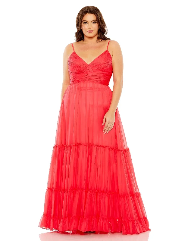 Wrap - Style Women Dress with Adjustable Fit for All Body Types Wrap - Style Women Dress with Adjustable Fit for All Body Types Tiered V-Neckline Ruched Gown | Sample | Sz. 12 Wrap - Style Women Dress with Adjustable Fit for All Body Types Wrap - Style Women Dress with Adjustable Fit for All Body Types Tiered V-Neckline Ruched Gown | Sample | Sz. 12