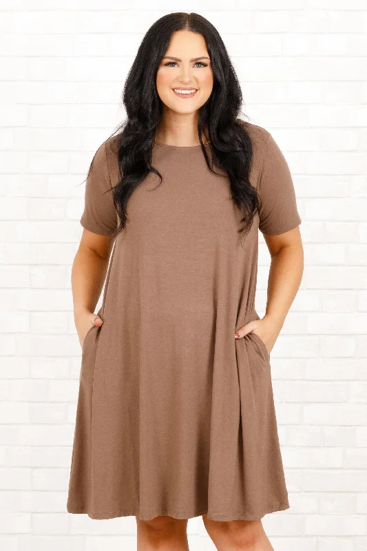 Off - the - Shoulder Women Dress for a Romantic and Feminine Look Off - the - Shoulder Women Dress for a Romantic and Feminine Look Getting Inspired Dress, Mocha