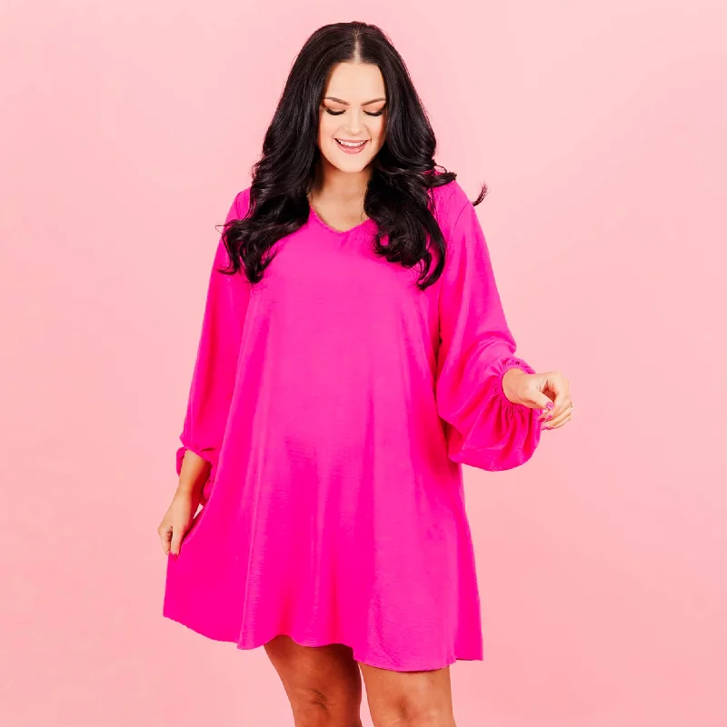 Plus Size Women Dress with a Flattering A - Line Cut for Comfort and Style Plus Size Women Dress with a Flattering A - Line Cut for Comfort and Style In Her Spare Time Dress, Ultra Hot Pink Plus Size Women Dress with a Flattering A - Line Cut for Comfort and Style Plus Size Women Dress with a Flattering A - Line Cut for Comfort and Style In Her Spare Time Dress, Ultra Hot Pink