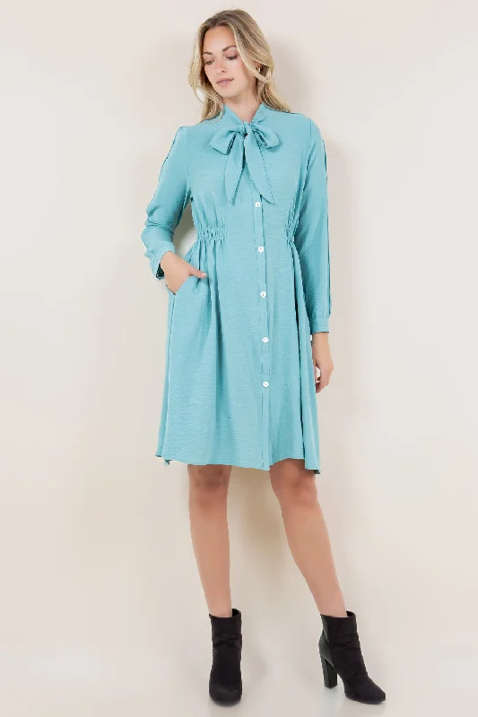Sheath Women Dress with a Tailored Fit for a Professional Look Sheath Women Dress with a Tailored Fit for a Professional Look LS BOW TIE NK BUTTON FRONT DRESS - D3531-AFLW-ALOE Sheath Women Dress with a Tailored Fit for a Professional Look Sheath Women Dress with a Tailored Fit for a Professional Look LS BOW TIE NK BUTTON FRONT DRESS - D3531-AFLW-ALOE