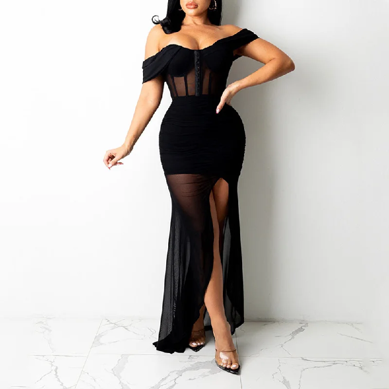 Backless Women Dress for a Sexy and Alluring Look at Evening Events Backless Women Dress for a Sexy and Alluring Look at Evening Events MALYBGG One-Shoulder Mesh Maxi Dress for a Sexy Nightclub Look 6181LY