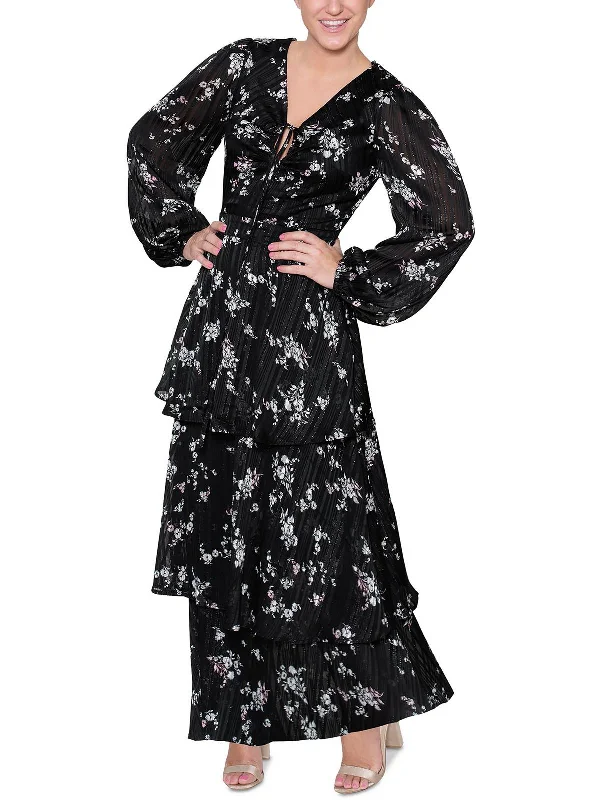 Ruffled Women Dress with Multiple Layers for a Playful and Girly Style Ruffled Women Dress with Multiple Layers for a Playful and Girly Style Monroe Womens Metallic Long Maxi Dress