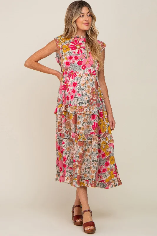 Sleeveless Women Dress in Bright Colors for Summer Parties Sleeveless Women Dress in Bright Colors for Summer Parties Pink Retro Floral Ruffle Tiered Maternity Midi Dress Sleeveless Women Dress in Bright Colors for Summer Parties Sleeveless Women Dress in Bright Colors for Summer Parties Pink Retro Floral Ruffle Tiered Maternity Midi Dress