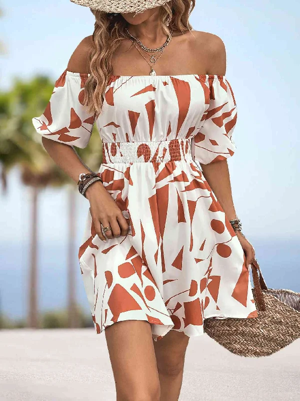 Off - the - Shoulder Women Dress for a Romantic and Feminine Look Off - the - Shoulder Women Dress for a Romantic and Feminine Look Printed Off-Shoulder Smocked Waist Dress Off - the - Shoulder Women Dress for a Romantic and Feminine Look Off - the - Shoulder Women Dress for a Romantic and Feminine Look Printed Off-Shoulder Smocked Waist Dress