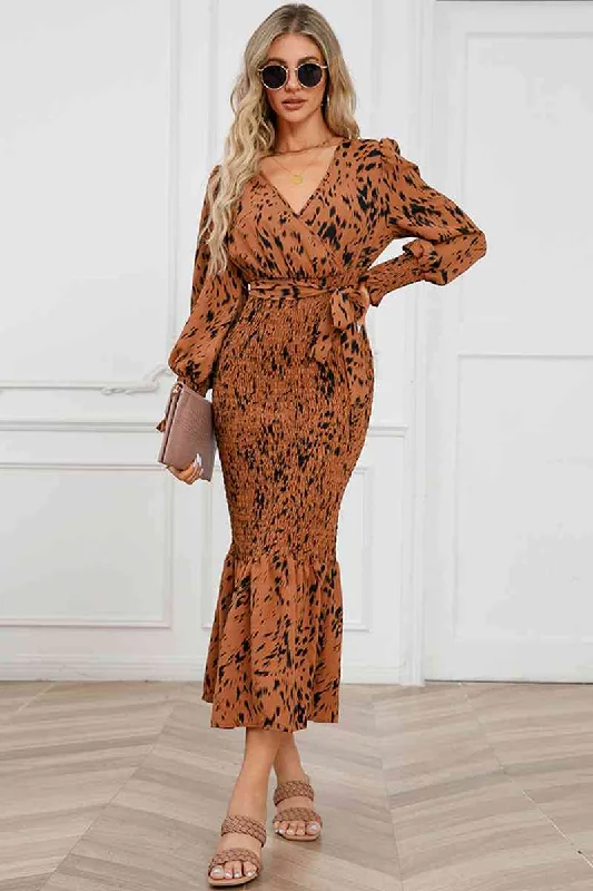Plus Size Women Dress with a Flattering A - Line Cut for Comfort and Style Plus Size Women Dress with a Flattering A - Line Cut for Comfort and Style Printed V-Neck Smocked Midi Dress Plus Size Women Dress with a Flattering A - Line Cut for Comfort and Style Plus Size Women Dress with a Flattering A - Line Cut for Comfort and Style Printed V-Neck Smocked Midi Dress