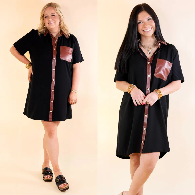 Shift Women Dress with a Simple and Classic Design for Everyday Wear Shift Women Dress with a Simple and Classic Design for Everyday Wear Put Your Records On Button Up Faux Leather Trim Dress in Black Shift Women Dress with a Simple and Classic Design for Everyday Wear Shift Women Dress with a Simple and Classic Design for Everyday Wear Put Your Records On Button Up Faux Leather Trim Dress in Black