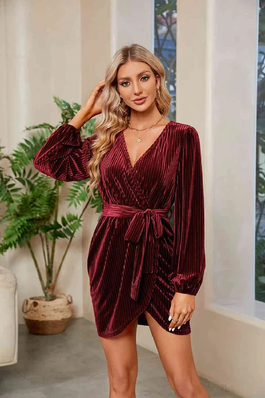 Long - Sleeve Women Dress in Velvet for a Luxurious Winter Look Long - Sleeve Women Dress in Velvet for a Luxurious Winter Look Ribbed Tie Front Mini Dress Long - Sleeve Women Dress in Velvet for a Luxurious Winter Look Long - Sleeve Women Dress in Velvet for a Luxurious Winter Look Ribbed Tie Front Mini Dress